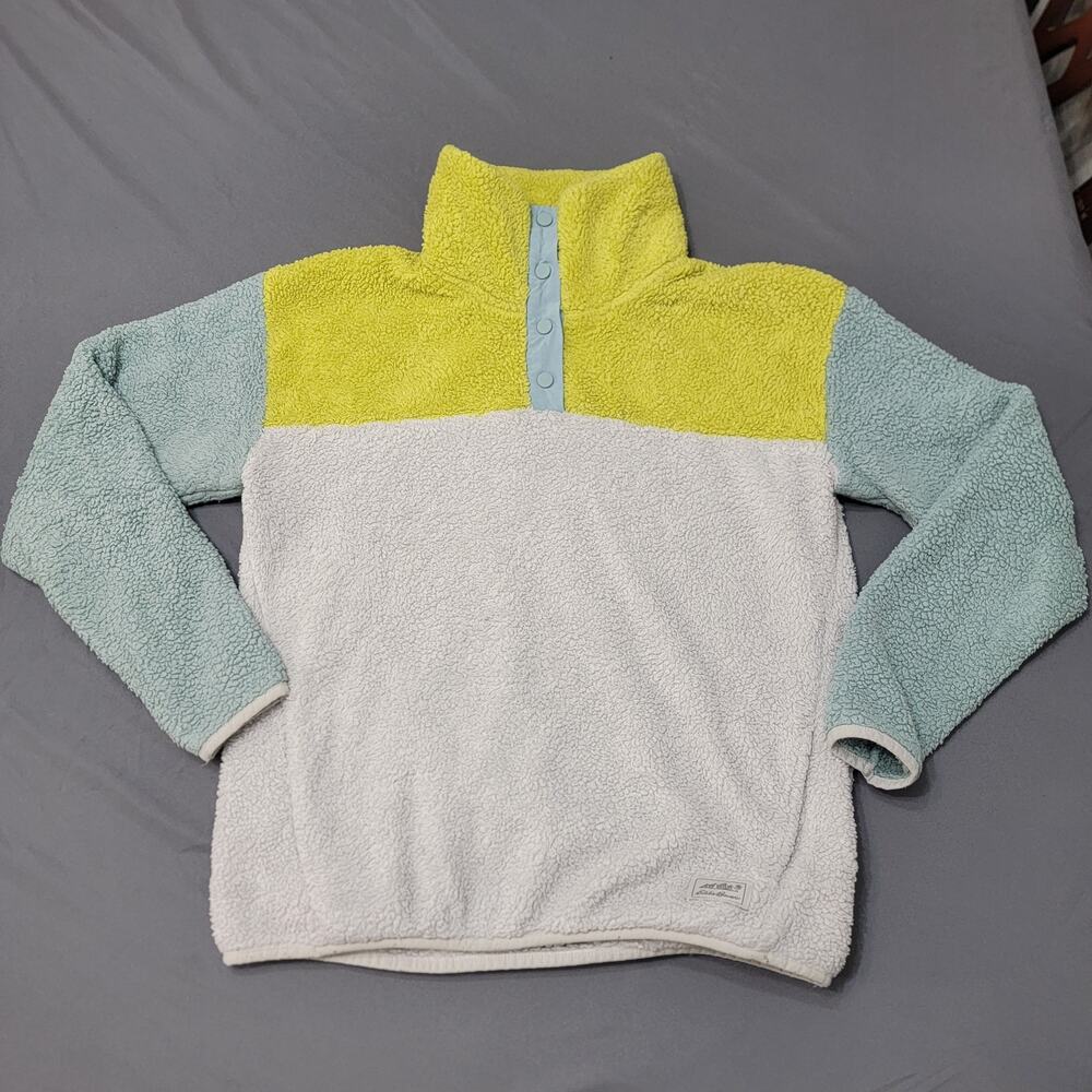 Eddie Bauer Colorblock Fleece Pullover Sherpa Snap Neck Outdoor Jacket